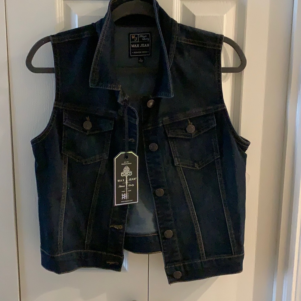 Wax Jean Denim Vest. Size Large.